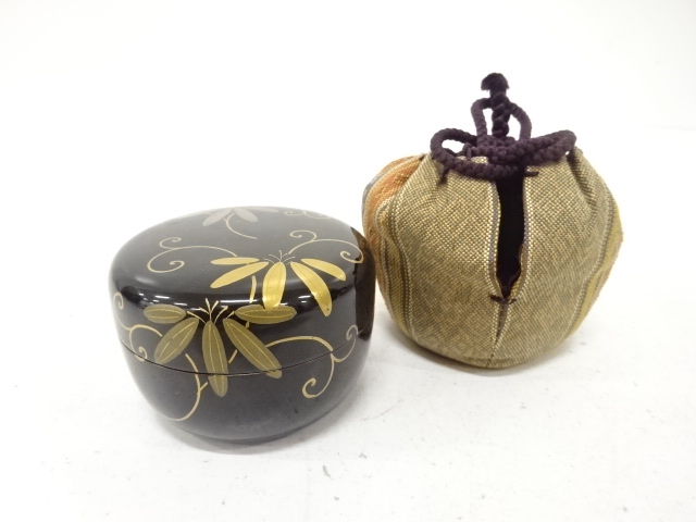 漆塗り蒔絵　笹蔓　平棗